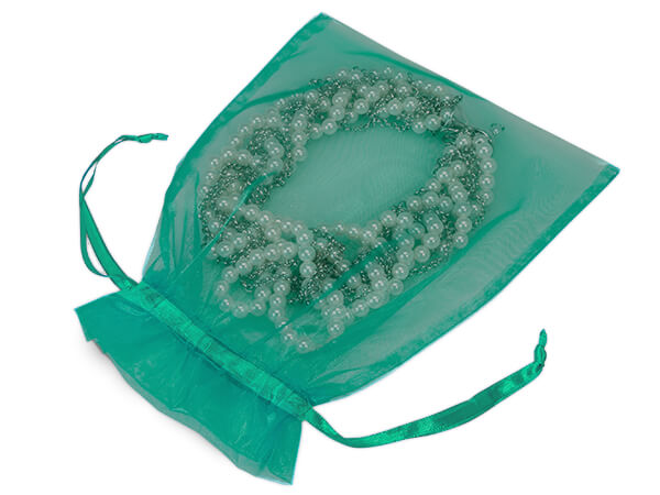 *Teal Green Organza Favor Bags, 7x9", 10 Pack