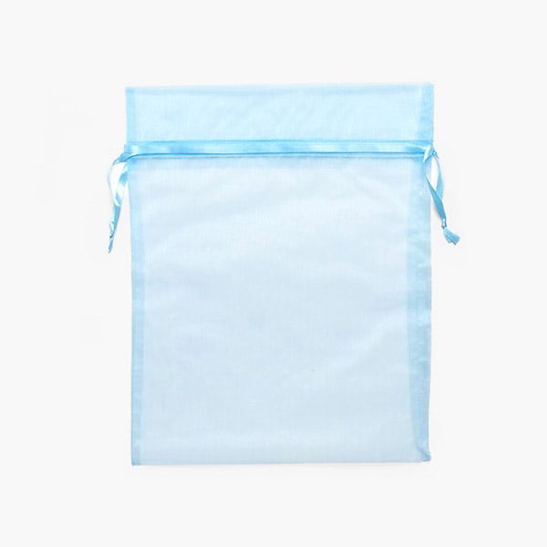 *Light Blue Sheer Organza Bag, 10x12", 10 Pack