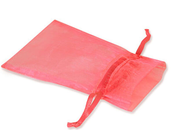 Coral Rose Pink Organza Favor Bags, 5x7", 10 Pack