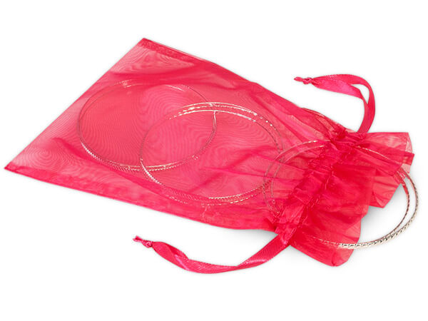 *Raspberry Pink Organza Favor Bags, 5x7", 10 Pack