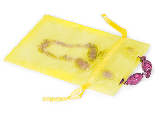 Yellow Organza Favor Bags, 5x7", 10 Pack