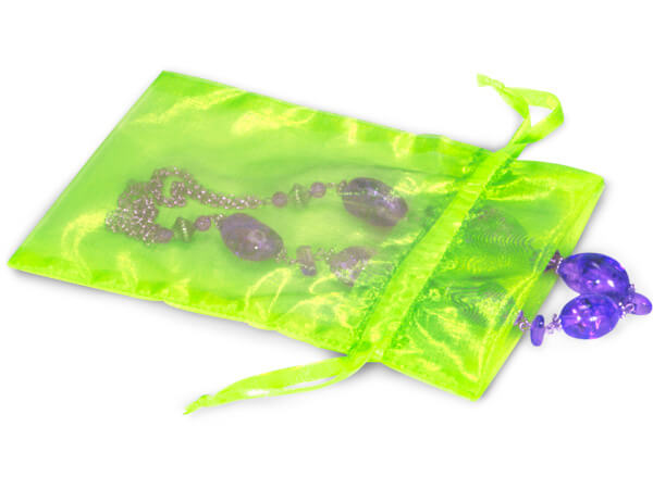 Citrus Green Organza Favor Bags, 5x7", 10 Pack