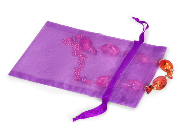 Purple Organza Favor Bags, 5x7", 10 Pack