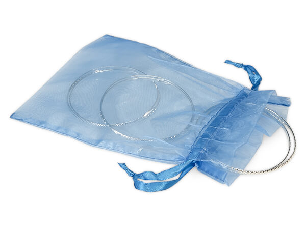 Denim Blue Organza Favor Bags, 5x7", 10 Pack