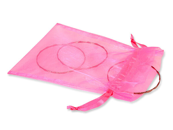 Neon Pink Organza Favor Bags, 5x7", 10 Pack