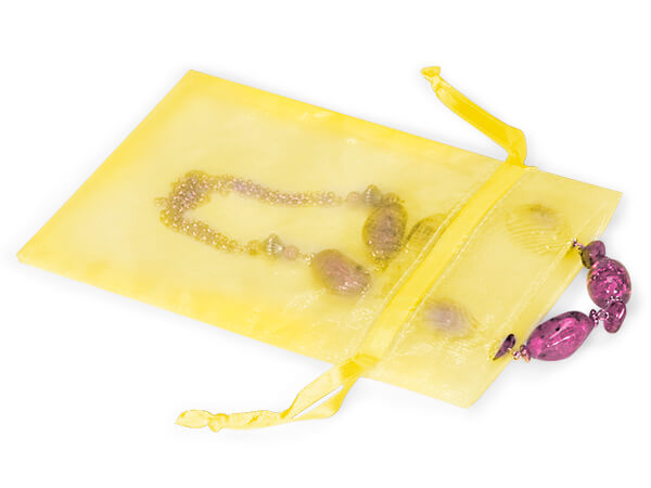 Sunshine Yellow Organza Favor Bags, 5x7", 10 Pack