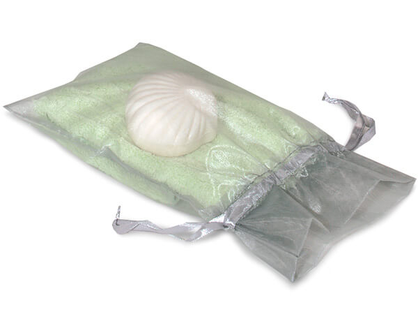 Silver Organza Favor Bags, 6x10", 10 Pack