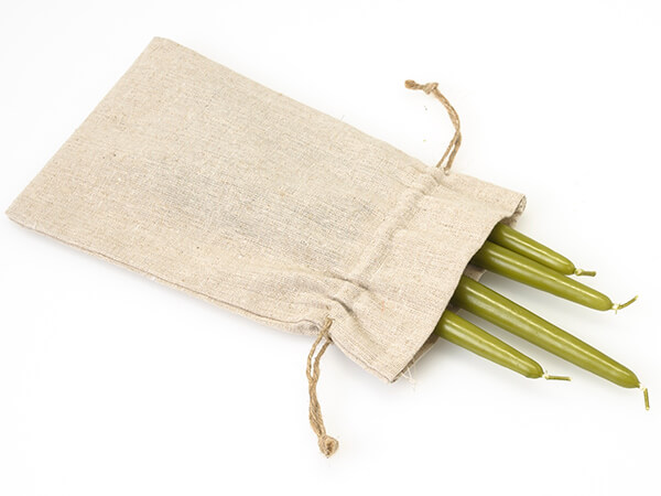 Linen Favor Bags with Drawstrings, Medium Tall 6x10", 12 Pack