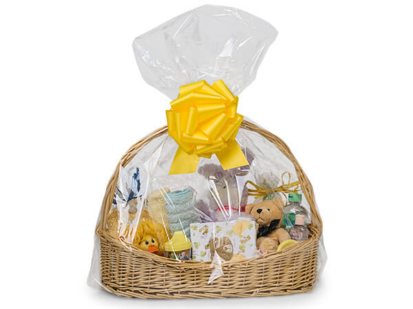 Clear Plastic Poly Gift Basket Bag, Jumbo 28x32x8", 200 Pack