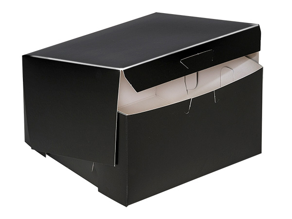 7x7x4" Black Licorice Bakery Boxes 1-piece Lock Corner Box