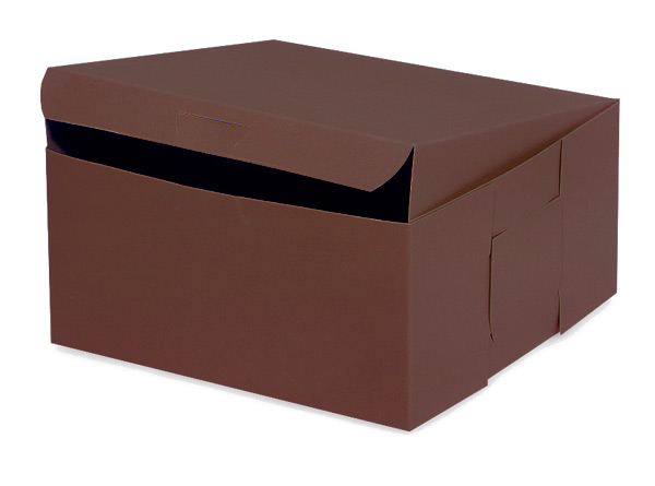 8x8x4" Chocolate Bakery Boxes 200 Pk 1-piece Lock Corner Box
