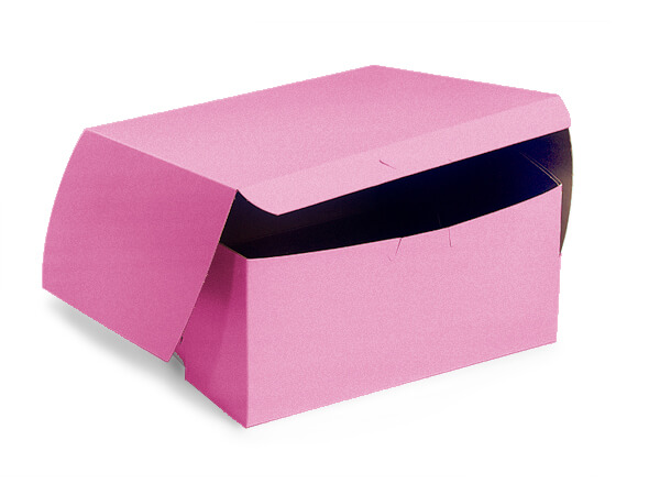 6x6x3" Pink Bakery Boxes 250 Pk 1-piece Lock Corner Box