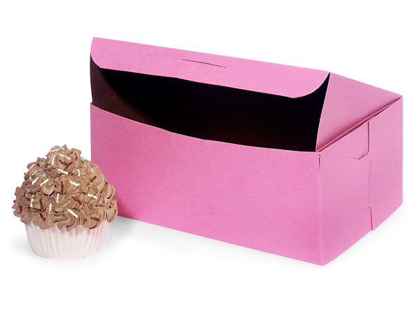 8x4x4" Pink Bakery Boxes 200 Pk 1-piece Lock Corner Box