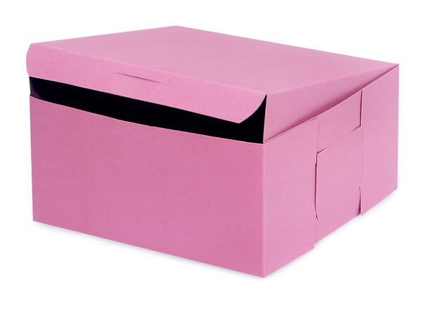 8x8x4" Pink Bakery Boxes 200 Pk 1-piece Lock Corner Box