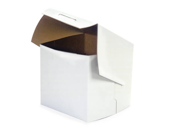 4x4x4" White Cupcake Bakery Boxes 200 Pk 1-piece Lock Corner Box