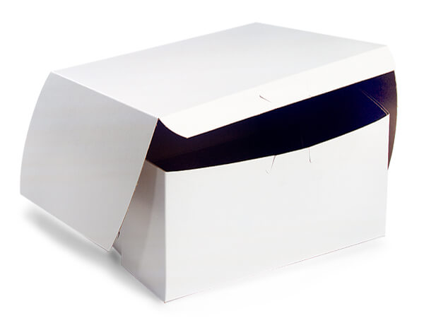 8x8x5" White Bakery Boxes 100 Pk 1-piece Lock Corner Box