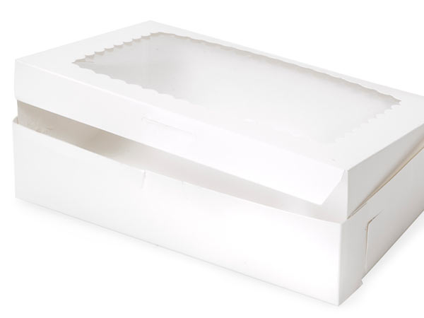 9 x 9 x 2 1/2 Pie Boxes White Large Bakery Box 9 Pie Box with Clear PVC Window 25 Pack Baked Boxes for Sweet Strawberries Auto-Popup 