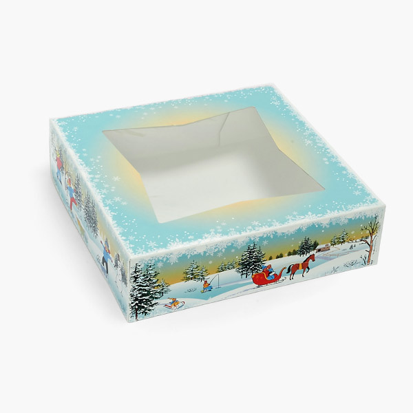 Winter Scene Pie Box 9x9x2.5", Pack of 150