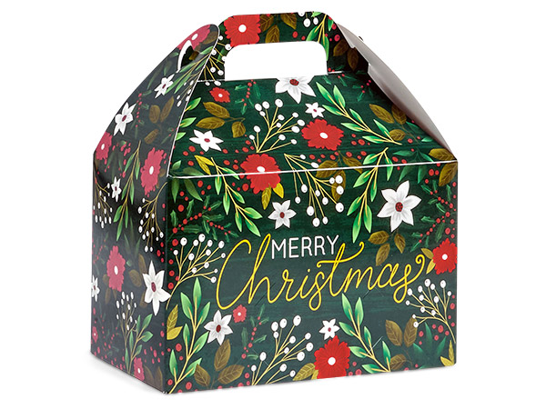 Botanical Christmas Gable Box, 8.5x4.75x5.5", 6 Pack