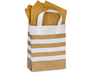 15x18" Black & Gold Stripe Gift Jewellery Plastic Carrier Bags 