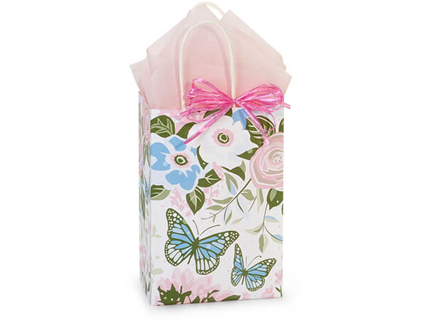 **Butterfly Garden Paper Shopping Bags, Rose 5.5x3.25x8.5", 250 Pack