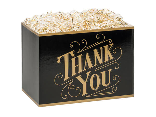 Black & Gold Thanks Basket Box, Small 6.75x4x5", 6 Pack