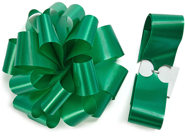 5" Emerald Green Self Adhesive Pom Pom Gift Bows, 48 Pack