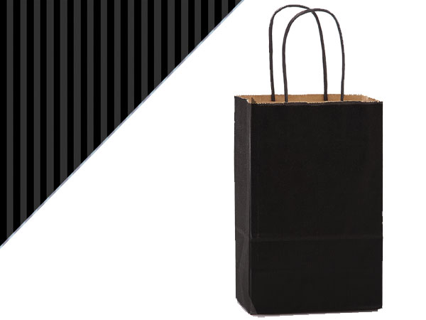 Black Shadow Stripe Kraft Bags Rose 5.5x3.25x8.375", 250 Pack