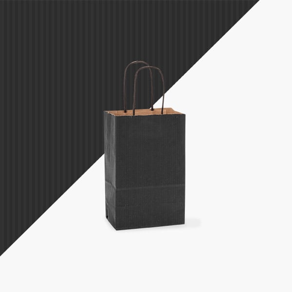 Black Shadow Stripe Kraft Bags, Rose 5.5x3.25x8.375", 100 Pack