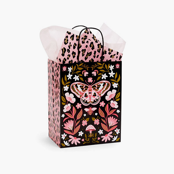 Butterfly Leopard Gift Bags, Cub 8x4.75x10", 100 Pack