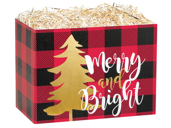 Buffalo Plaid Christmas Basket Box, Large 10.25x6x7.5", 6 Pack
