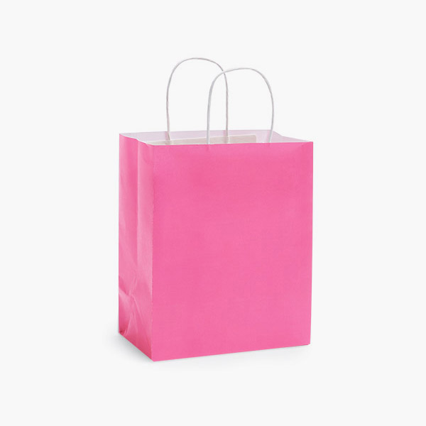 Barberrie Pink White Kraft Shopping Cub 8x4.75x10.25", 100 Pack