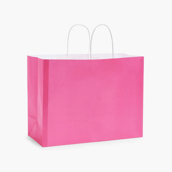 Barberrie Pink White Kraft Shopping Vogue 16x6x12", 100 Pack