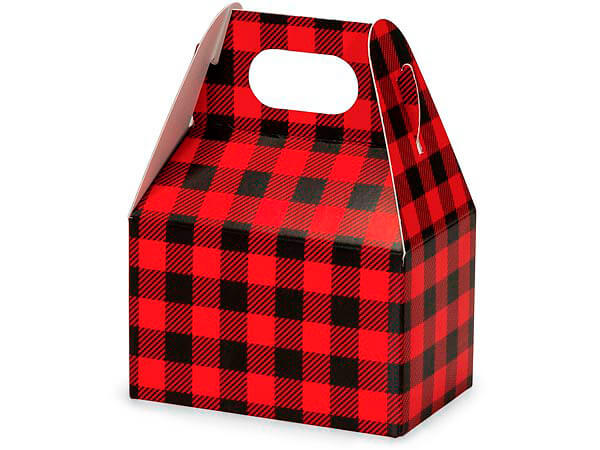 Buffalo Plaid Mini Gable Box, 4x2.5x2.5", 6 Pack