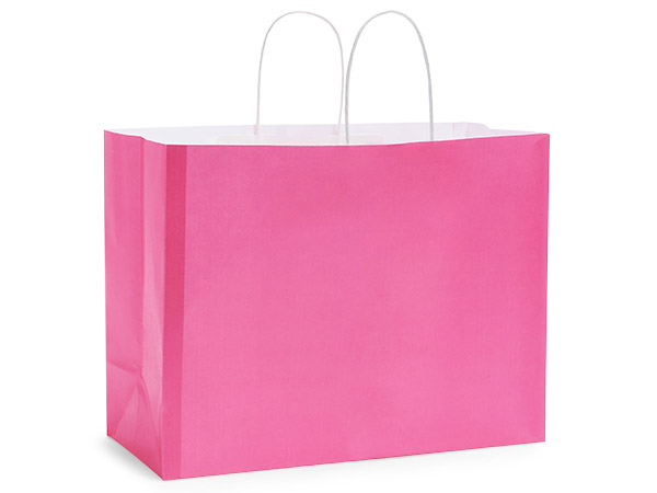 Barberrie Pink White Kraft Shopping Bag, Vogue 16x6x12