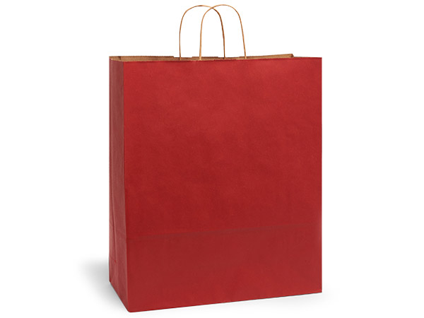 Christmas Red Recycled Kraft Bags Queen 16x6x19.25", 200 Pack