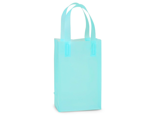 Aqua Blue Plastic Gift Bags, Rose 5x3x8", 200 Pack, 3 mil
