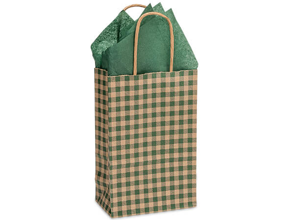 Hunter Gingham Paper Shopping Bags, Rose 5.5x3.25x8.5", 250 Pack