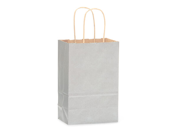 Metallic Silver Recycled Kraft Bag Rose 5.5x3.25x8.375", 250 Pack