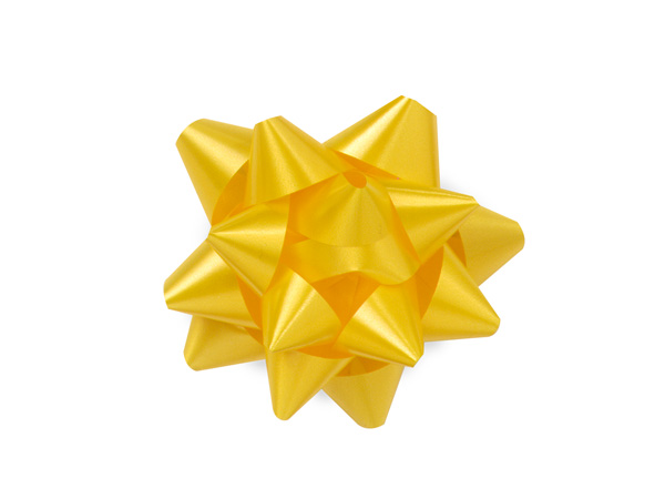 2-1/2" Yellow Daffodil Self Adhesive Star Gift Bows, 48 Pack