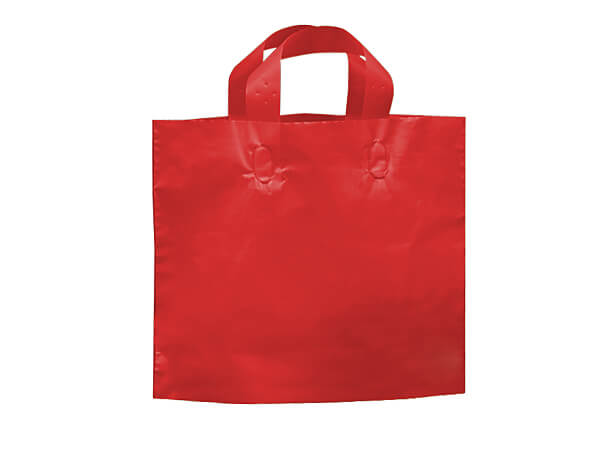 Red Piccolo Reusable Plastic Bags 12x10x4", 250 pack, 2.25 mil