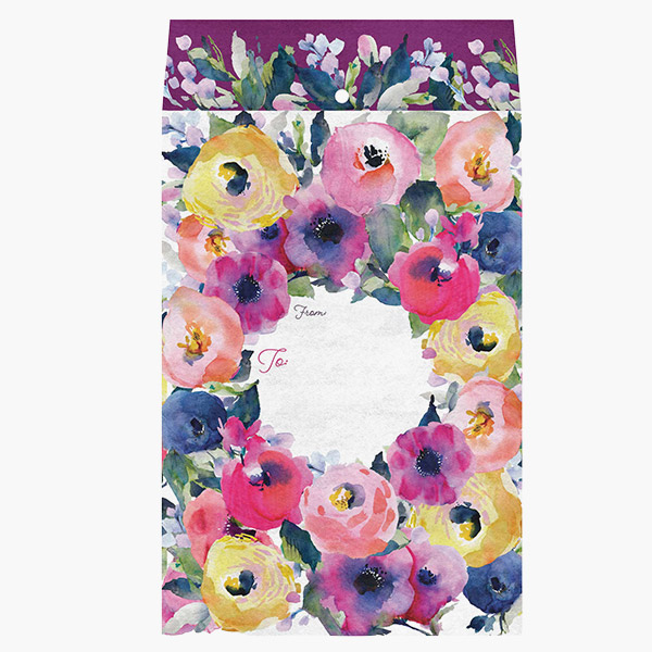 Watercolor Flowers Small Padded Envelopes, 6x9.5x.5", 60 pack
