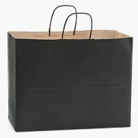 126◆HERZ LEATHER PAPER BAG CUSTOM MADE Black Recycled Kraft Bags, Vogue 16x6x12