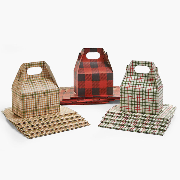 Mad for Plaid Mini Gable Boxes, 4x2.5x2.5", 18 Pack