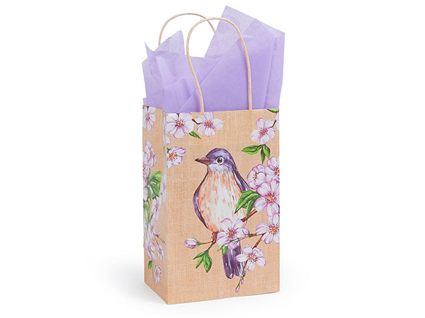 Backyard Birds Paper Gift Bag, Rose 5.25x3.50x8.25, 25 Pack