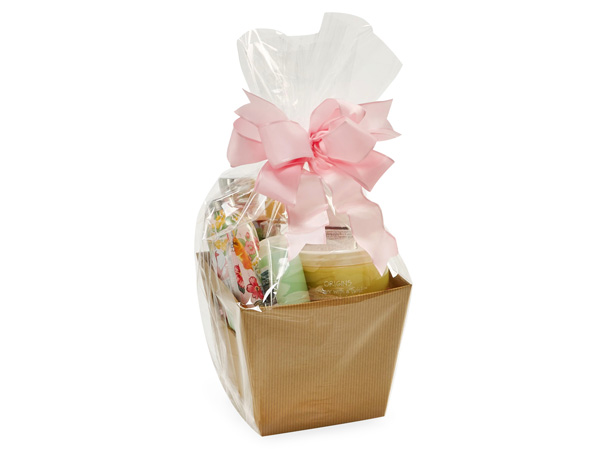 Clear Cello Basket Bags, Small 12x4x20