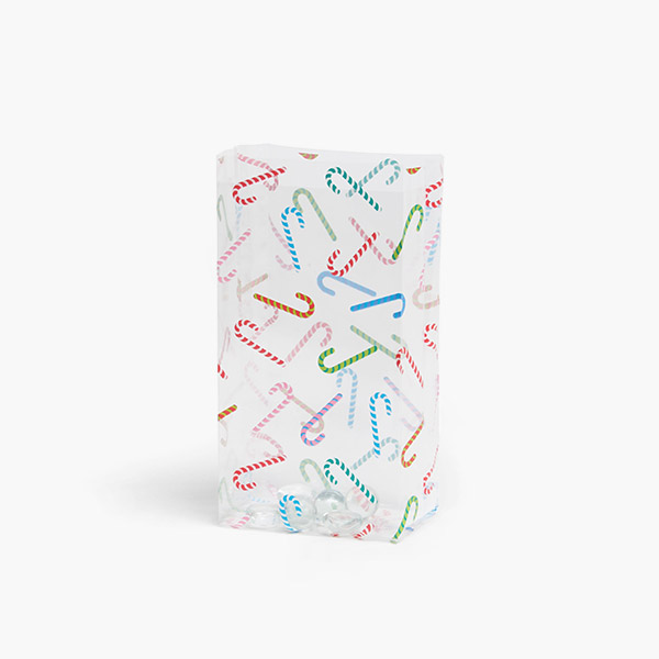 Colorful Candy Canes Cello Bags, 3.5x2x7.75", 100 Pack