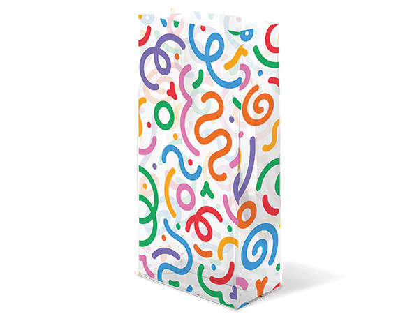 Celebration Squiggles Cello Bag, 3.5x2x7.5", 100 Pack