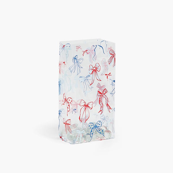Red & Blue Bows Cello Bags, 3.5x2x7.75", 100 Pack