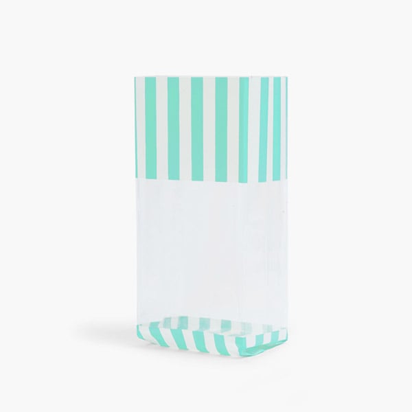 Aqua Cabana Stripe Cello Bags, 4x2.5x9.5", 100 Pack